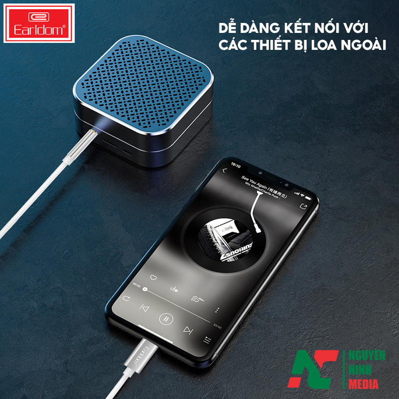 Cáp Chuyển Đổi iOS Sang 3.5mm Earldom AUX22 (AUX-22) - Hàng Chính Hãng