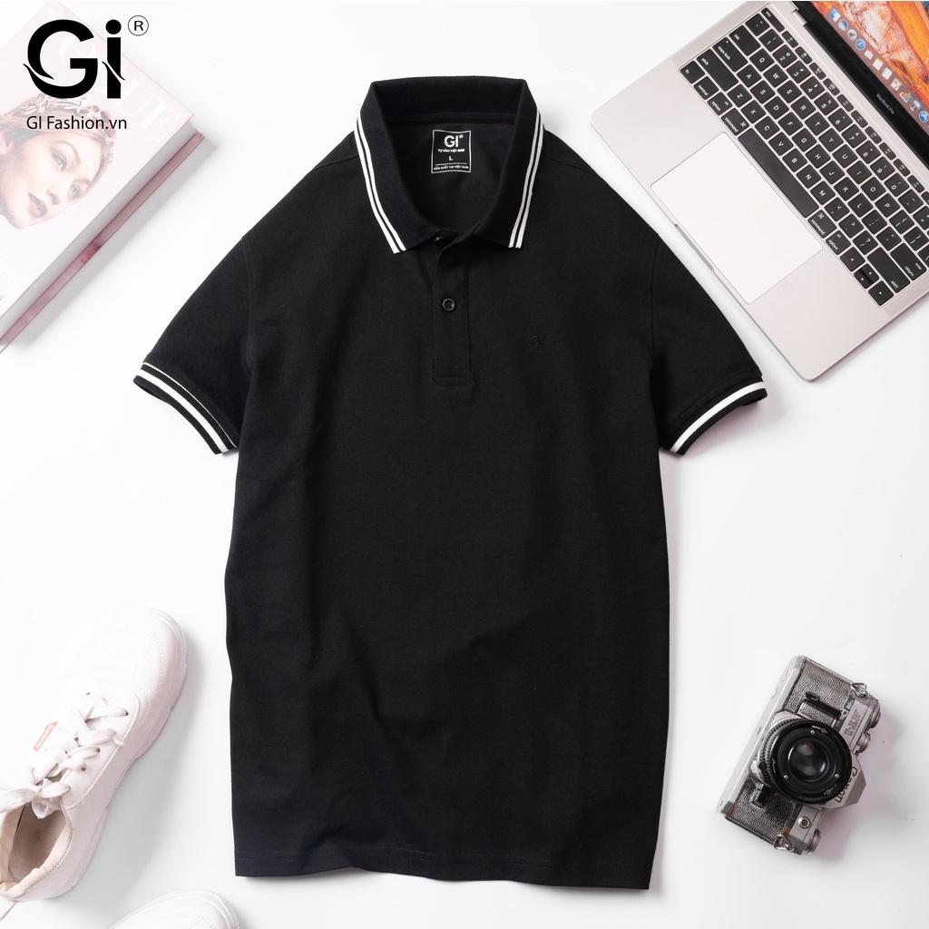 Áo polo nam màu đen, chất liệu Cotton co giãn 4 chiều thấm hút mồ hôi