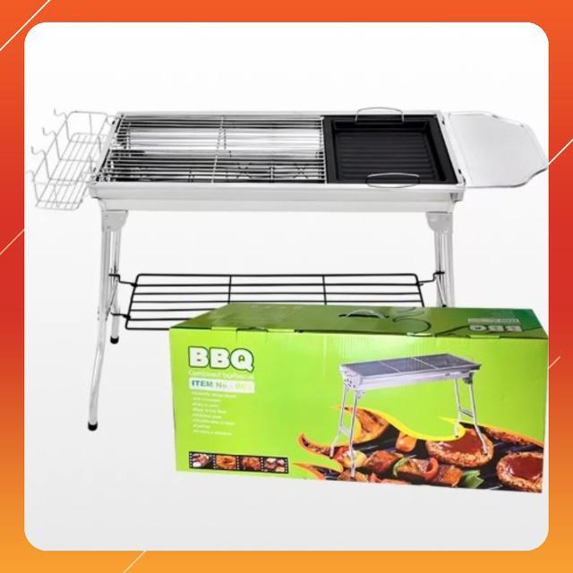 Hot Lò nướng than inox xếp gọn ngoài trời BBQ Full Set 73x33x71cm Sky Life