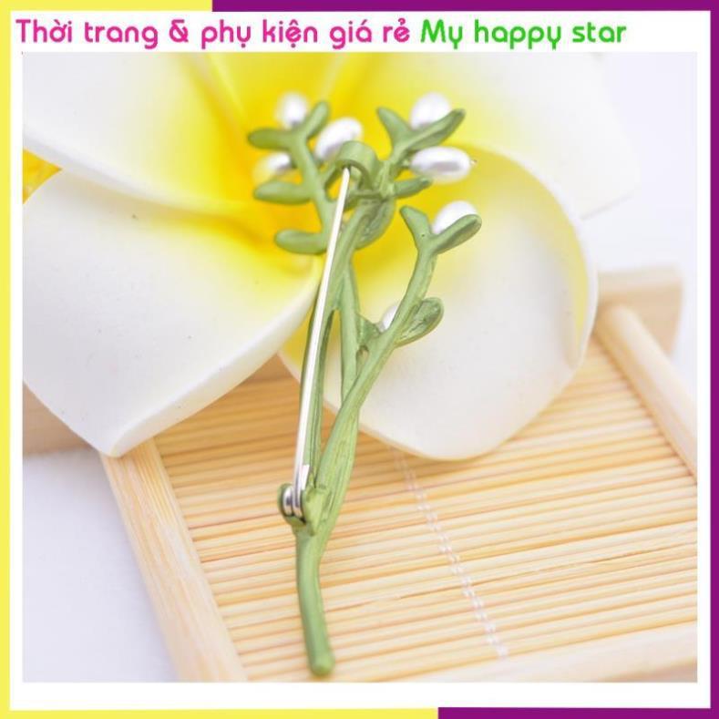 Cài áo thời trang cành hoa phối hạt 3D xinh xắn GC206