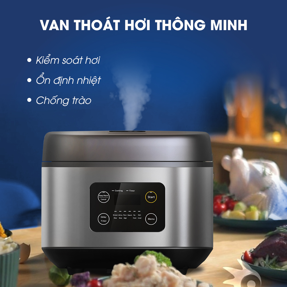 Nồi cơm điện tử đa năng Kalite KL 620, công suất 860W, dung tích 1.8L, bảng điều khiển tiếng Việt, hàng chính hãng