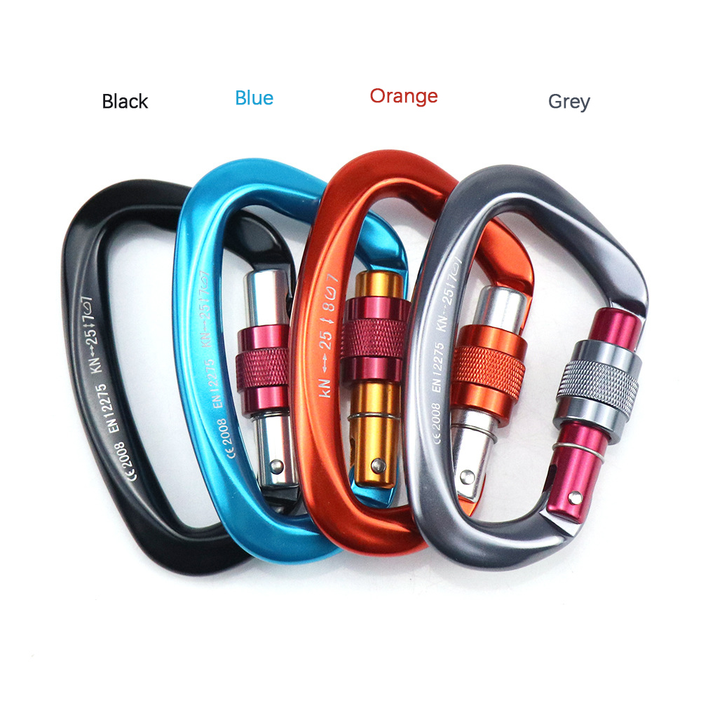Móc Khóa Carabiner Cổng Khóa Vít Chịu Lực 25KN Dùng Để Treo Võng Leo Núi Cắm Trại Đi Bộ Đường Dài Du Lịch
