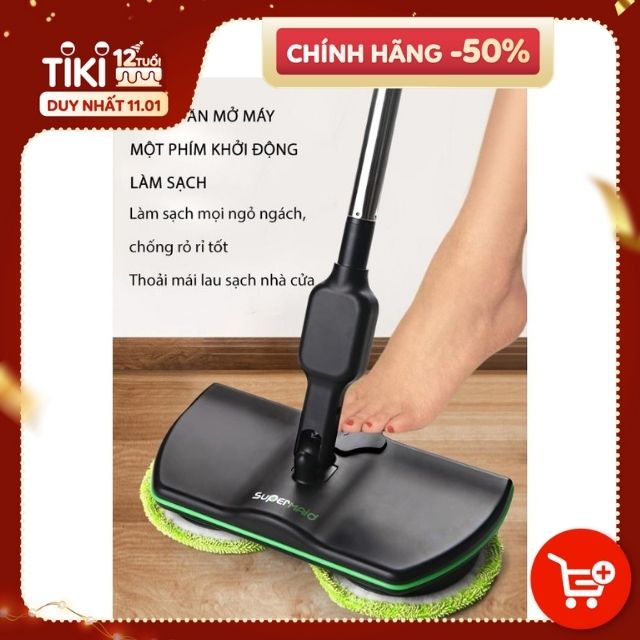 Cây Lau Nhà Chạy Điện Không Dây Gia Đình Quét Tự Động 180 ° Sàn Ướt Và Khô, Thời Lượng Pin Dùng Dài