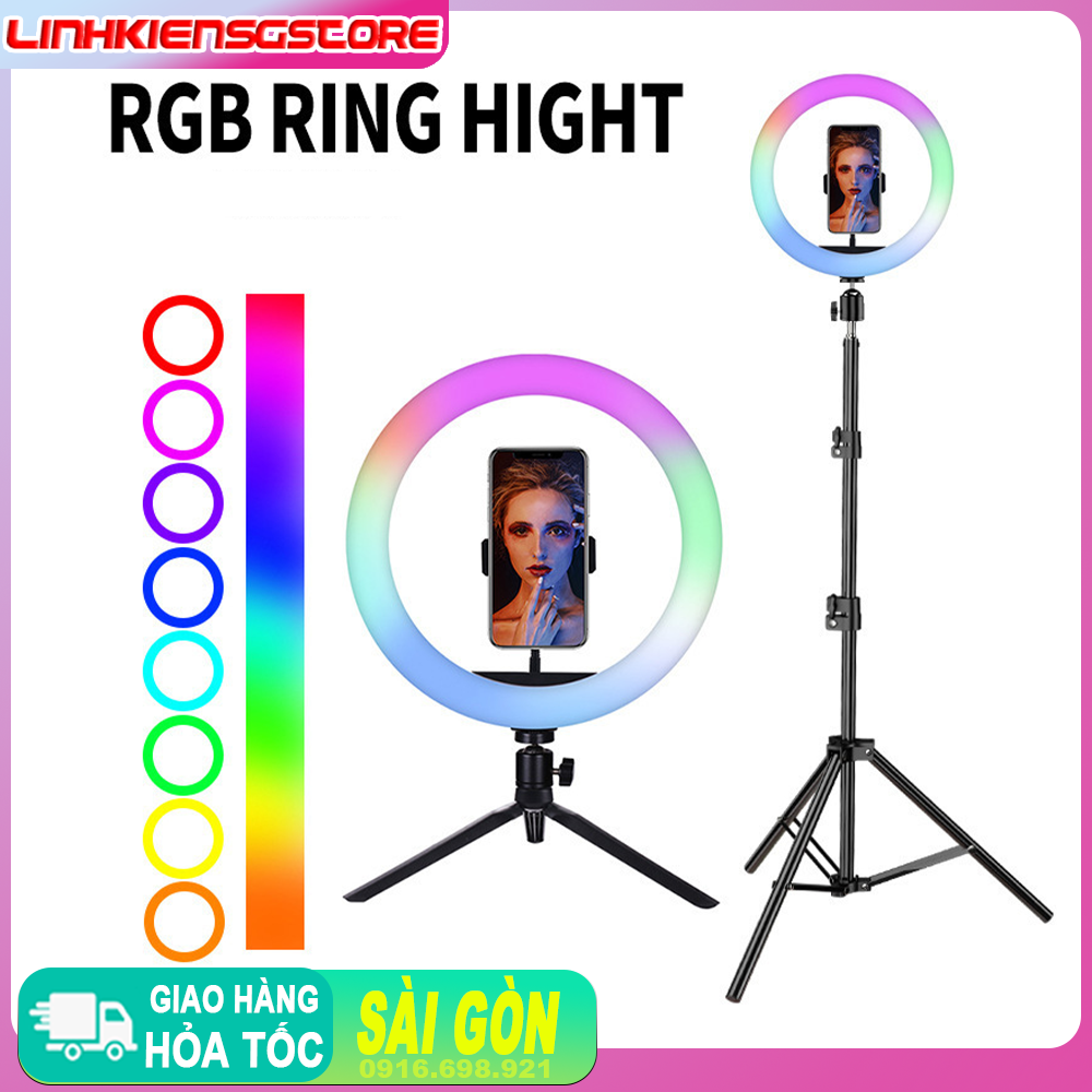 Đèn LED Ring RGB sáng tạo Lives tream , Quay clip , Chụp Ảnh Size 26cm Đèn Chớp Nháy