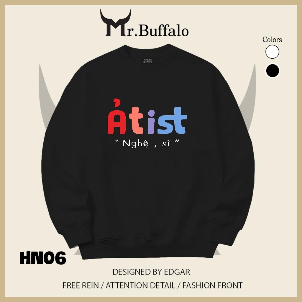 Áo sweater thu đông form rộng in hình hài hước "Leadẻ" Mr.buffalo - [HN06] Áo Đen