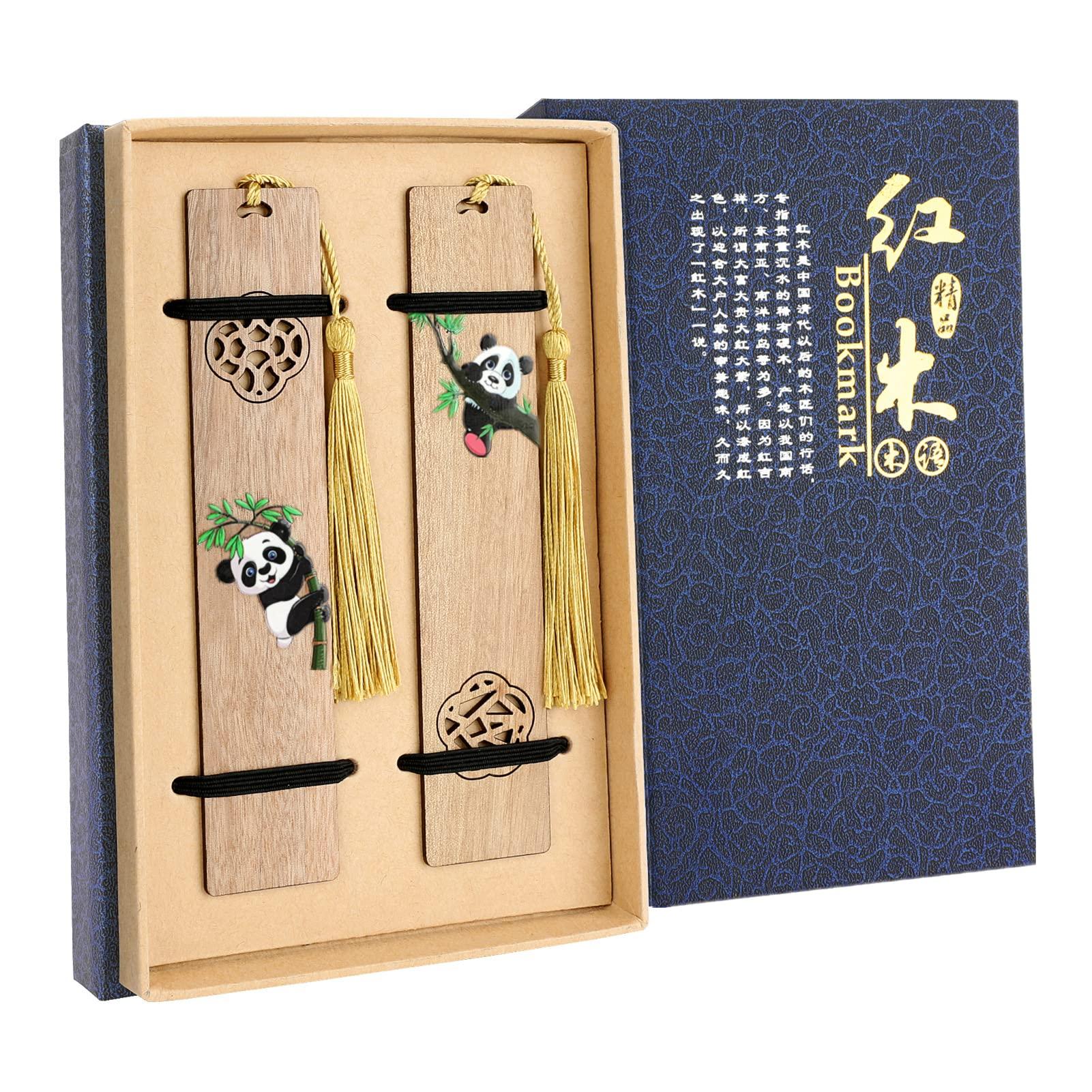 2 chiếc Bookmark bằng gỗ thủ công, Bookmark gỗ tự nhiên Coikes, Panda