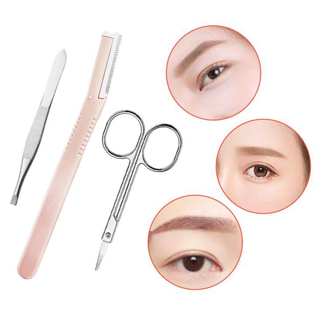 10x 10 In 1 Eyebrow Tools Tweezers Safe Scissors Razors