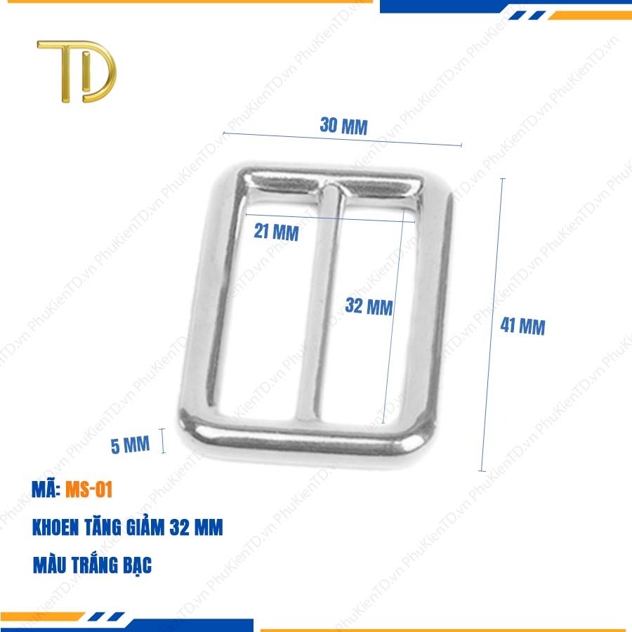 Khoen tăng giảm dây túi xách, Khoen chỉnh dây đeo túi, Tăng đơn túi xách 32mm mạ điện độ bền 5-8 năm