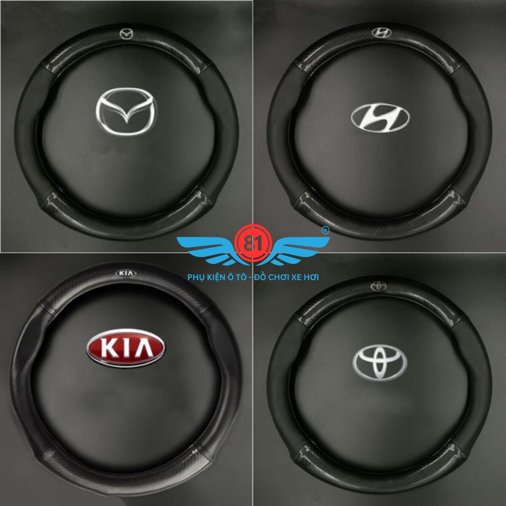 [Có LoGo Theo Hãng Xe] Bọc Vô Lăng Vân Cacbon Cao Cấp - Vừa Cho Xe 4 Chỗ, 7 Chỗ - Full Logo Các Hãng Xe - Kích Cỡ 38Cm