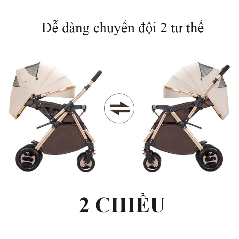 Xe Đẩy em bé 2 Chiều Gấp Gọn,Thiết Kế Châu Âu, Năng Động, Hợp Kim, Trọng tải 80kg