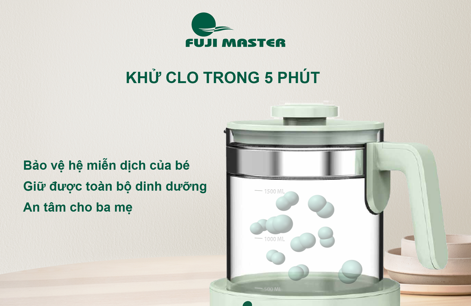 Bình đun nước pha sữa đa năng Fuji Master FJM-1815 - Hàng chính hãng