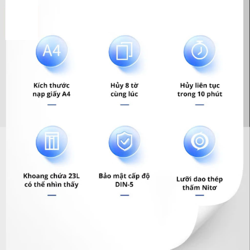 Máy Hủy Tài Liệu Deli 23 Lít ET054 Công Suất Lớn 180W Hủy Giấy Tờ Card Cho Doanh Nghiệp Văn Phòng