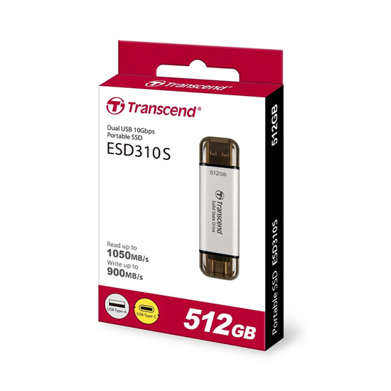 Ổ cứng gắn ngoài SSD Transcend ESD310S 512GB USB 10Gbps Type C/A  - Hàng chính hãng