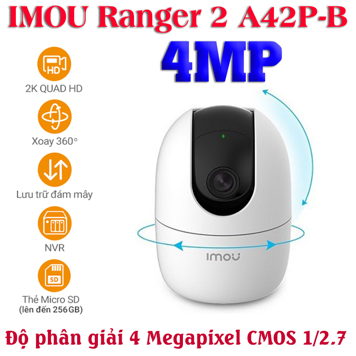 Hình ảnh Camera wifi gia đình IMOU Ranger 2 A42P 4MP chính hãng xoay 360 độ , đàm thoại hai chiều , nhận thông báo khi phát hiện chuyển động và tiếng động lạ - Hàng Chính Hãng