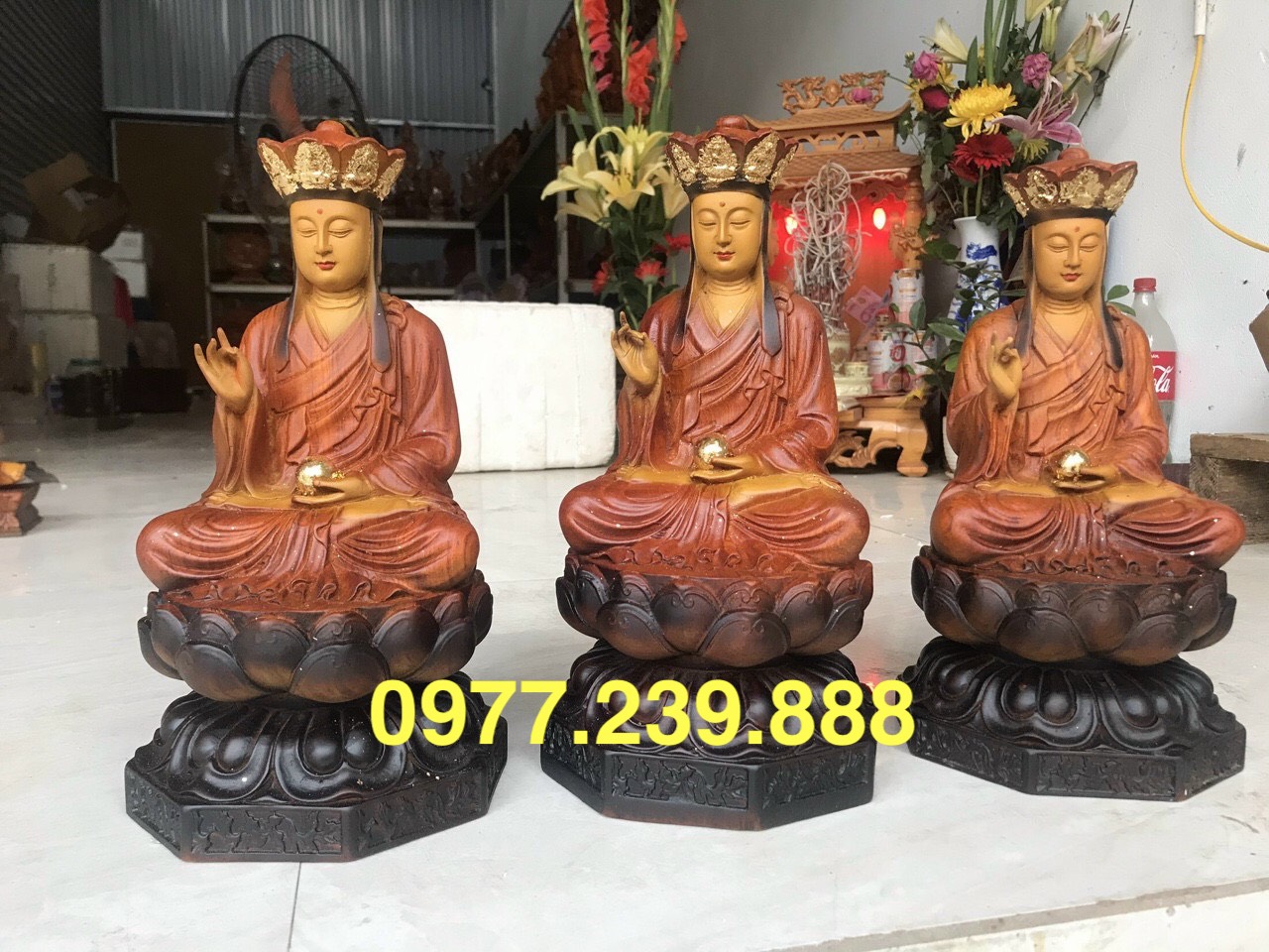 Tượng địa tạng gỗ hương 60cm