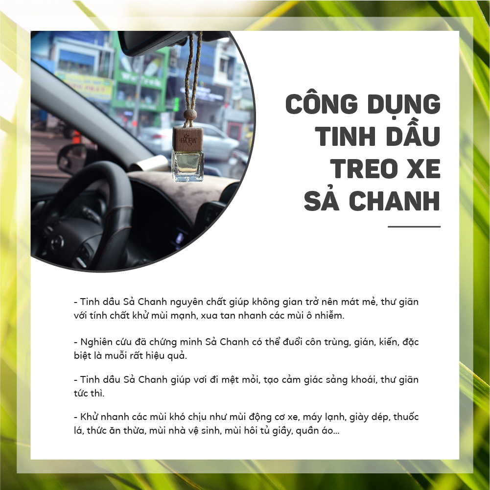 Tinh dầu Sả Chanh treo xe ô tô, phòng ngủ, tủ quần áo, nhà vệ sinh giúp khử mùi, chống say xe