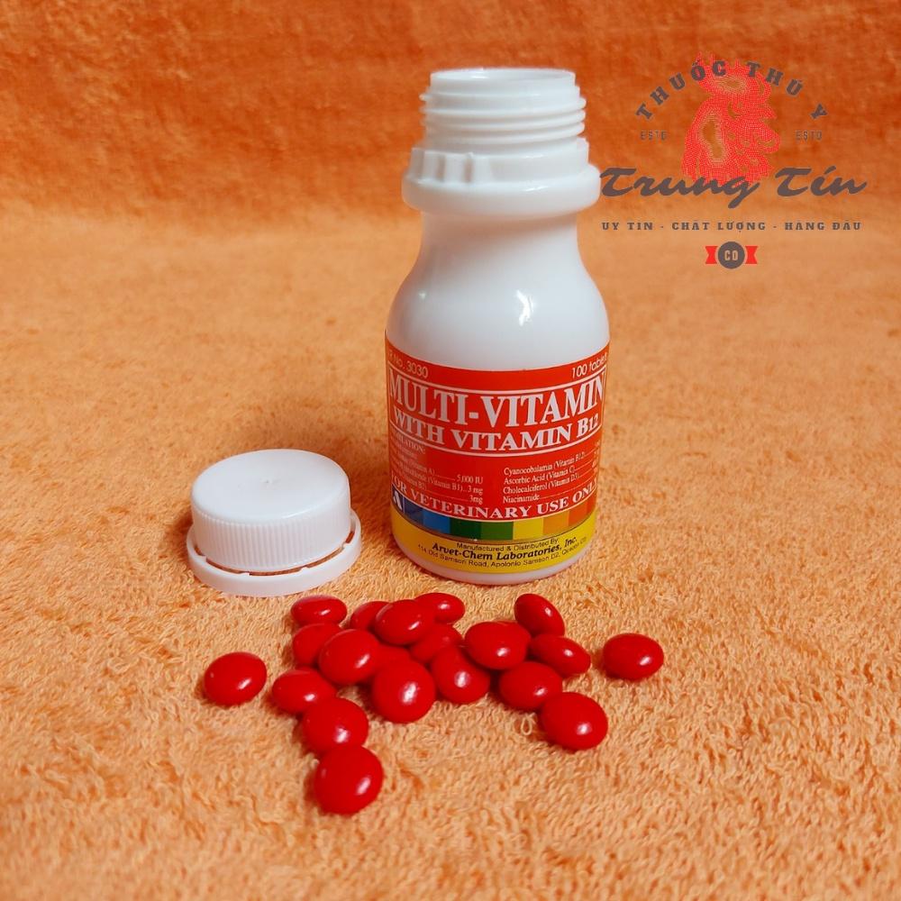 Multi – Vitamin With Vitamin B12 - Th.uốc bổ gà đá . nuôi gà cao cấp Philippines - lọ 100 viên