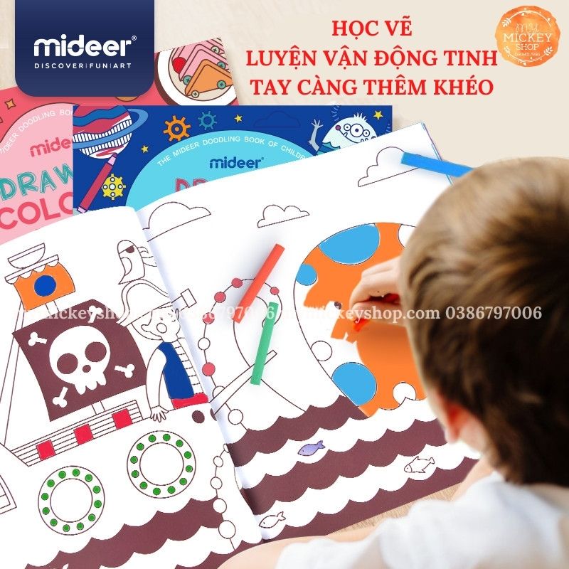 Tranh tô màu 2 chủ đề chính hãng Mideer Drawing Color cho bé học vẽ từ 3 4 5 tuổi