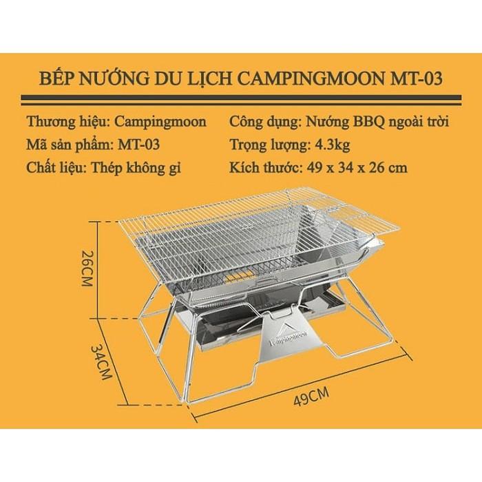 Bếp nướng than hoa inox không gỉ cao cấp dã ngoại gấp gọn Campingmoon MT-03