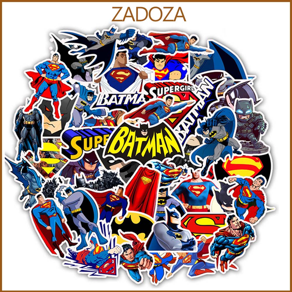 Sticker decal dán super man and batman laptop , điện thoại,bình nước hình dán trang trí, ván trượt