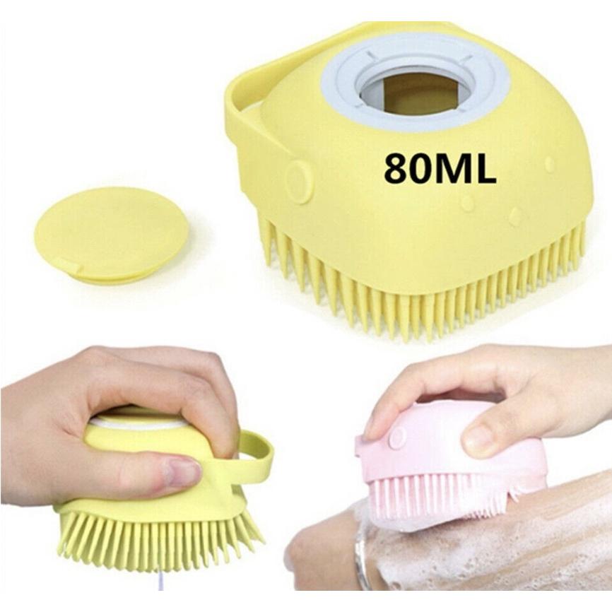 Bàn Chải Lông Mềm Mại Mát-xa Cho Thú Cưng Khi Tắm Có Khay Đựng Sữa Tắm