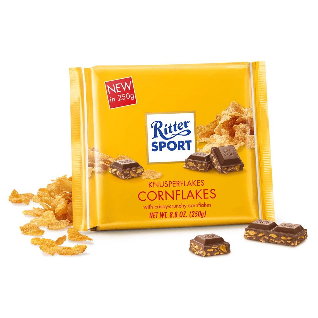 Chocolate Ritter Sport Knusperflakes nhân bỏng ngô 100gr (Cornflakes)