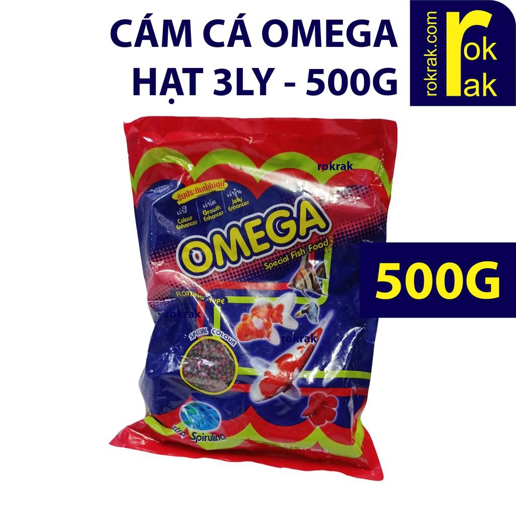 Cám cá Omega / Taiyo viên vừa gói 500g Thức ăn cá có Tảo Spirulina