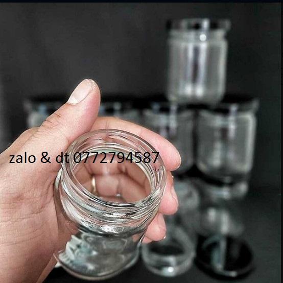 Hũ Làm Sữa Chua Thủy Tinh 100ml mẫu Trụ Tròn - nắp thiếc đen or vàng - Hũ chưng yến, lọ đựng gia vị, tổ yến, mật ong