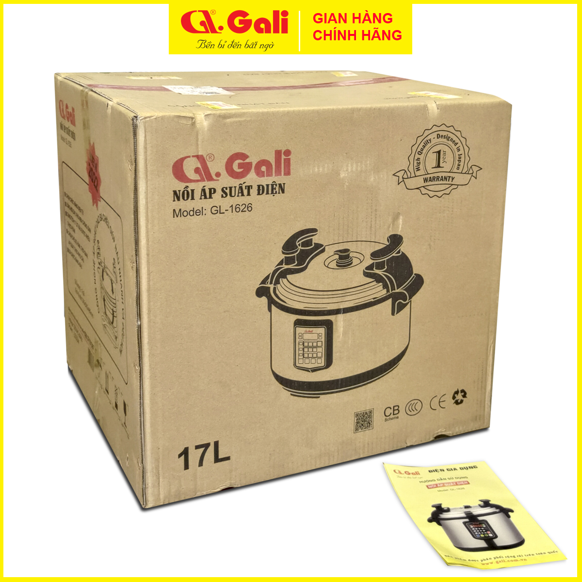 Nồi áp suất Gali GL-1626, dung tích 17lít, Sử dụng hoàn hảo cho các nhà hàng, quán ăn, trường học, hàng chính hãng 100%, bảo hành 24 tháng Gali