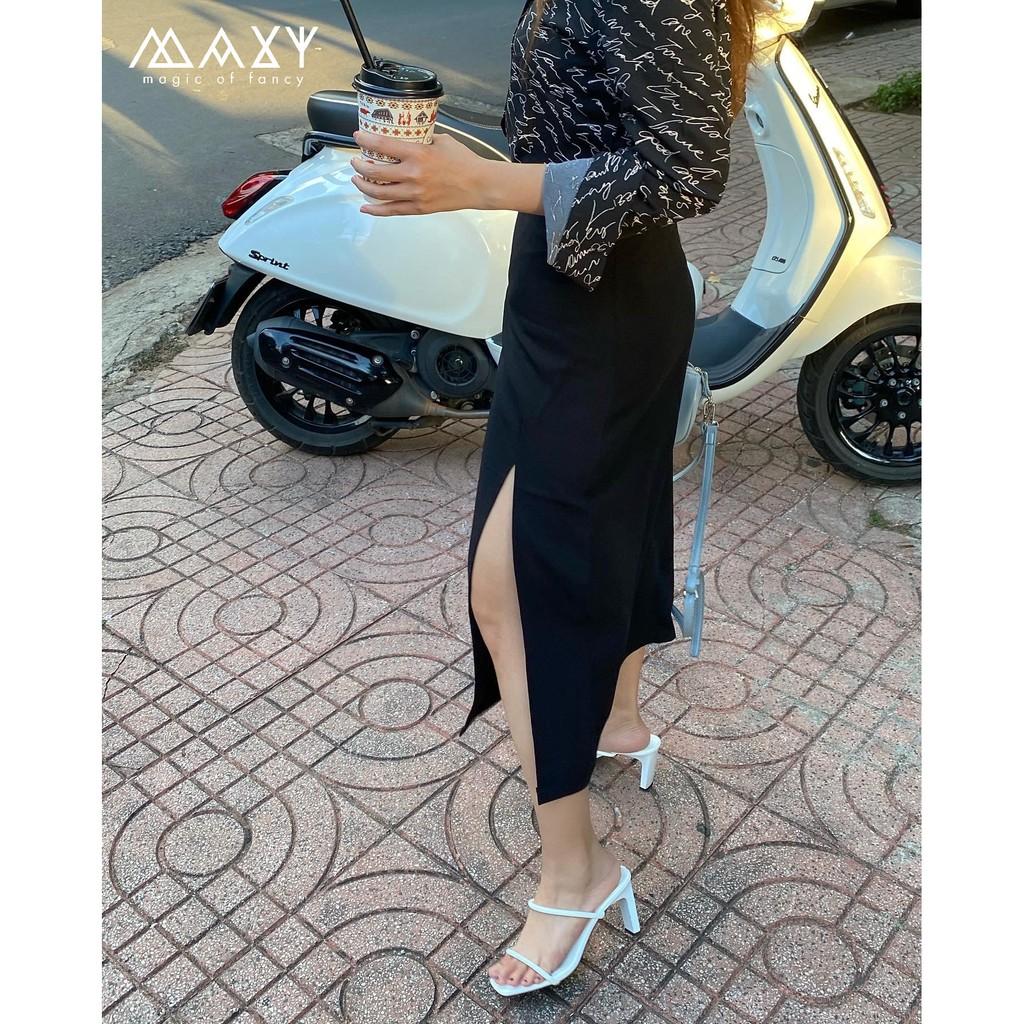 Chân váy dài xẻ cao cutout skirt Maxy Workshop