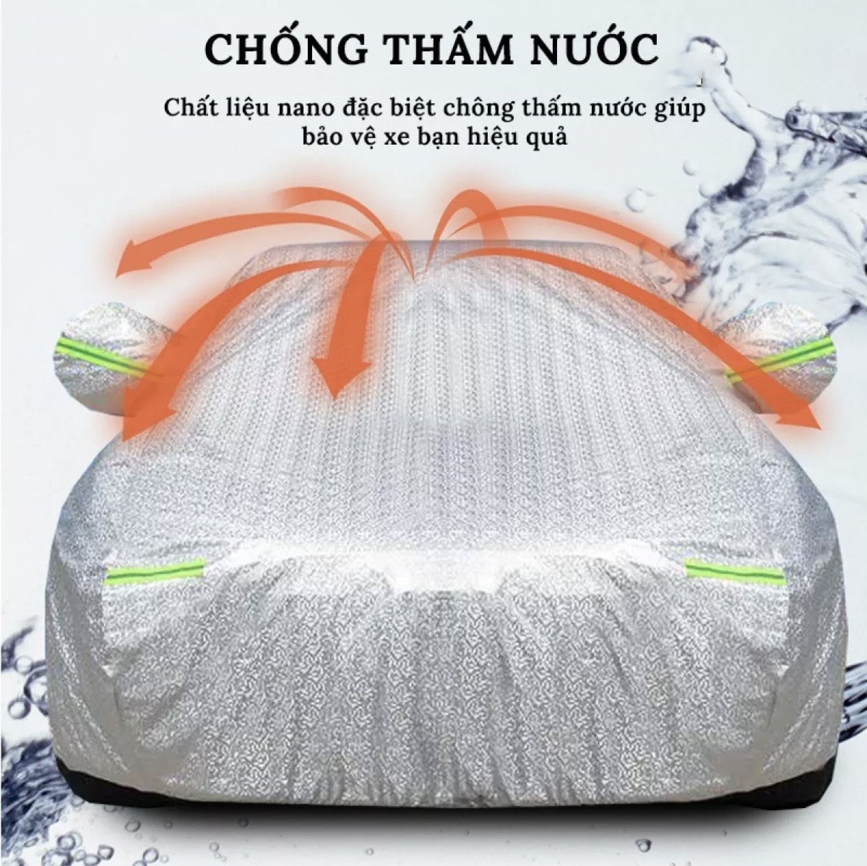 Bạt phủ che xe hơi - Bạt trùm xe ô tô 3 lớp tráng nhôm chống xước, chống nắng, chống mưa, chống cháy bảo vệ xe.