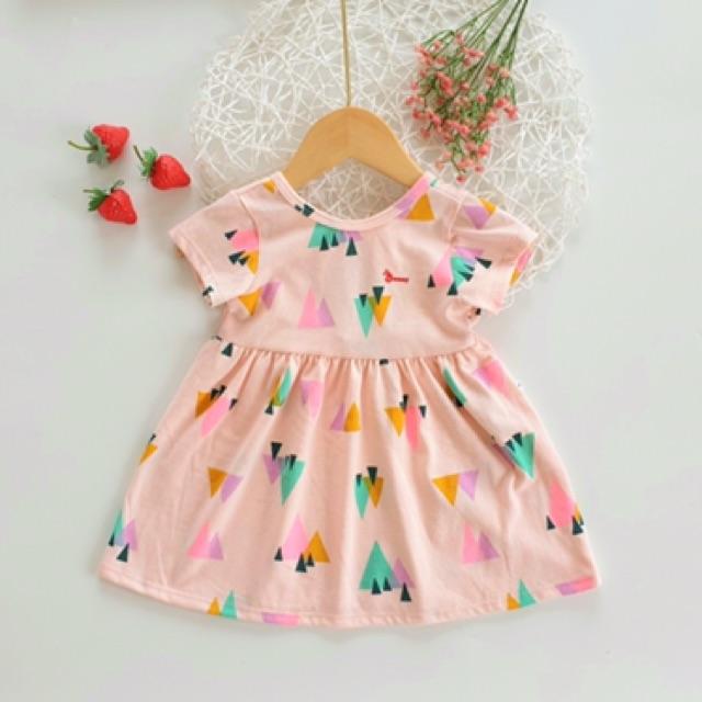 Đầm thun cotton nơ lưng cho bé 8-14kg