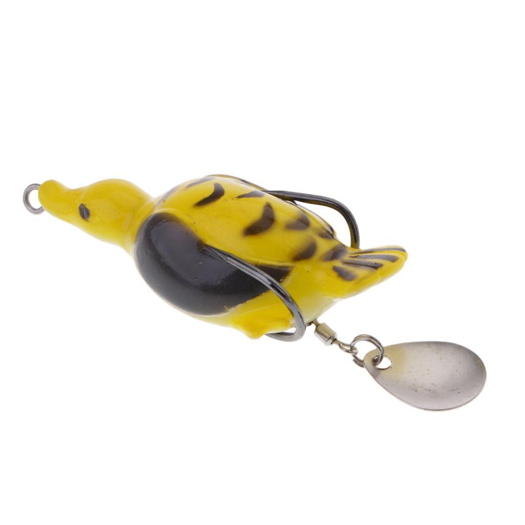 2pcs Plastic Fishing Lure Bait Life-like Duck Spoon Lures Hook Baits Tackle Green, Yellow
