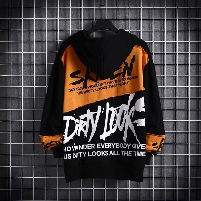 Áo hoodie tay dài phối màu in chữ trẻ trung cho nữ