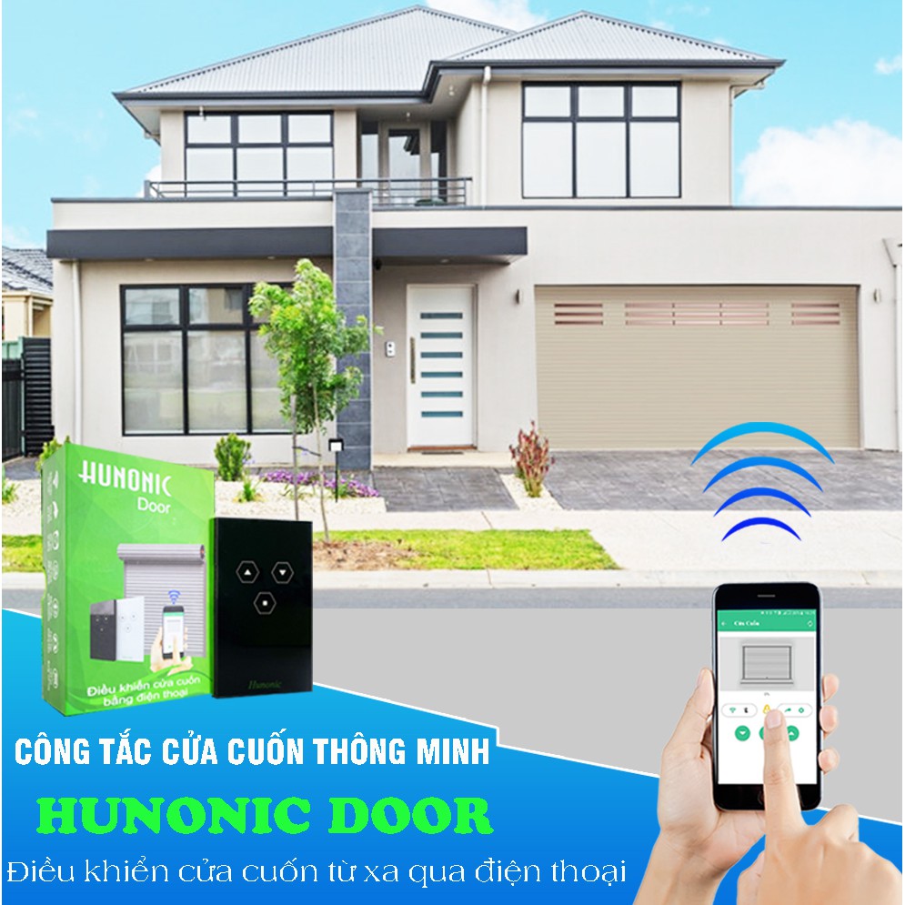 Công tắc cửa cuốn thông minh Smart Home hỗ trợ Google Assistant . Công tắc cảm ứng WIFI kính cường lực- Công tắc điện 2 màu đen trắng | Hàng Việt Nam Chất Lượng Cao