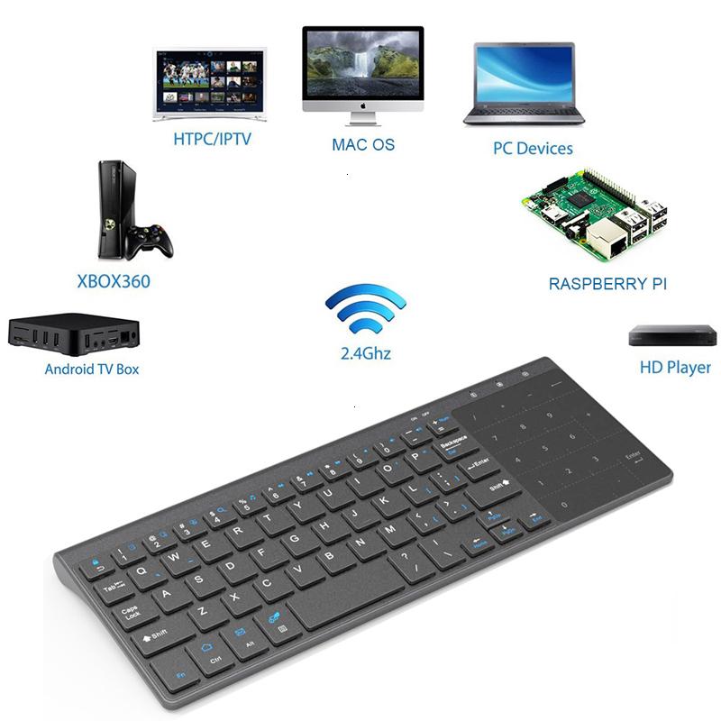 Bàn Phím Không Dây 2.4GHz Với Số Bàn Di Chuột Chuột 2 Trong 1 Mỏng Bàn Phím Số Cho Android Windows Máy Tính Để Bàn Laptop tivi Box