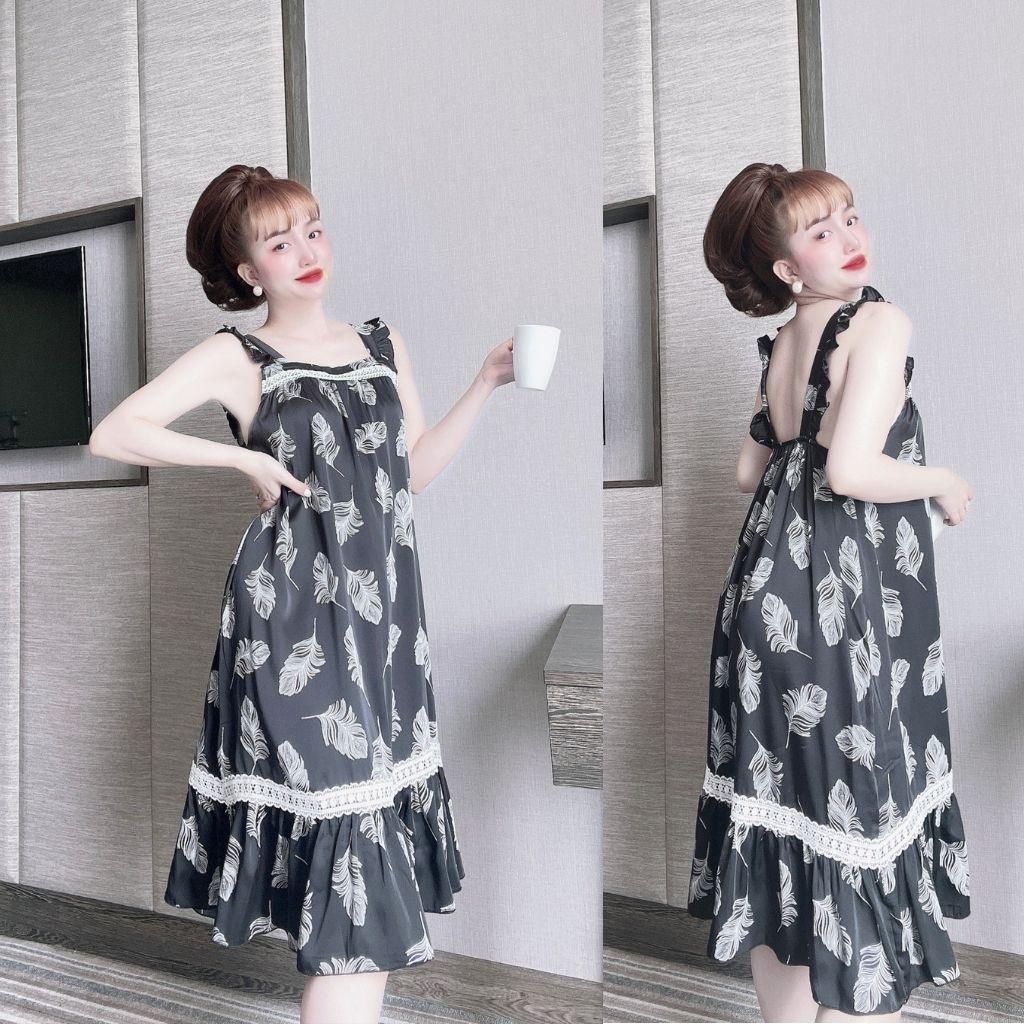 Váy ngủ sexy Bigsize ️FREE SHIP️ Đầm ngủ sexy lụa MANGO Chất Siêu Mát Dáng Siêu Xinh <70kg