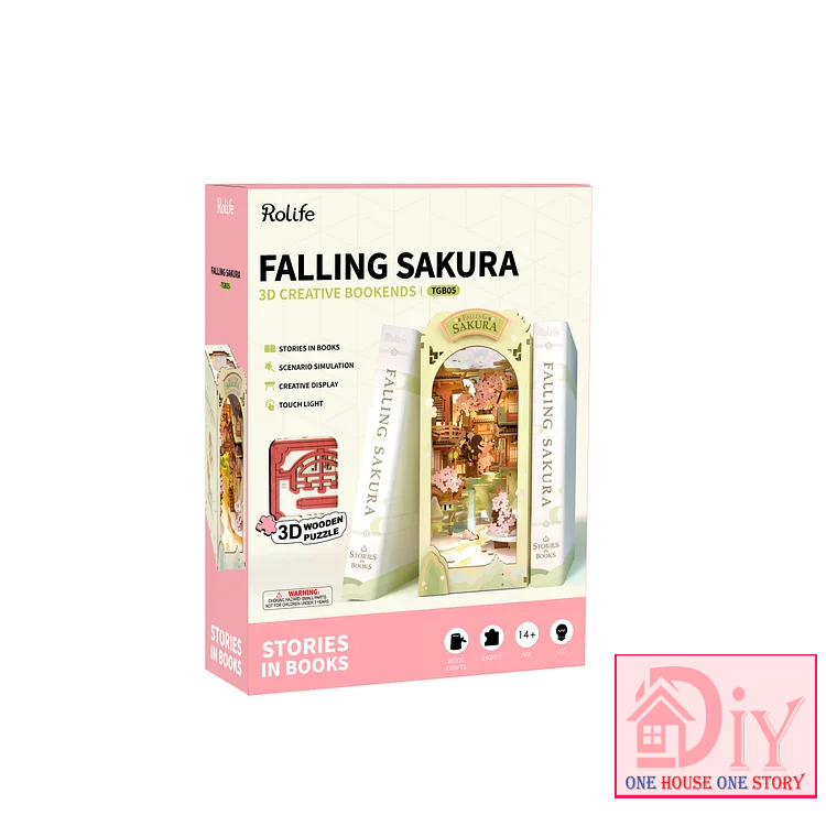 Mô hình Book nook DIY Rolife Falling Sakura TGB05 tự lắp ráp bằng gỗ - Quà tặng DIY trang trí sáng tạo cho bạn trai bạn gái