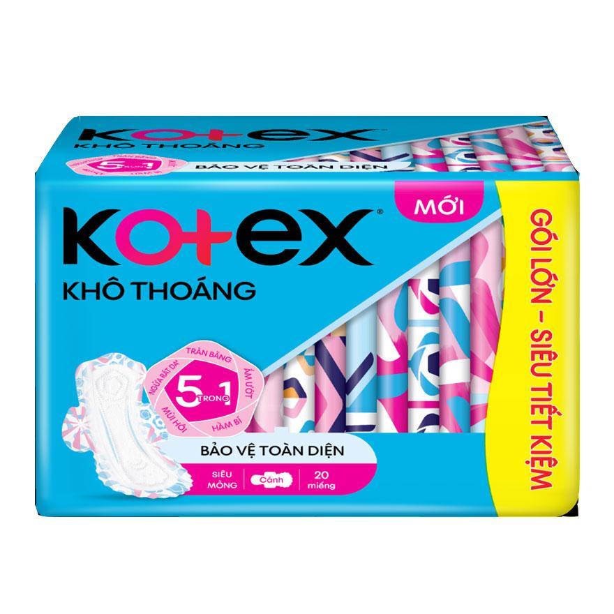 Băng Vệ Sinh KOTEX Khô Thoáng Siêu Mỏng Cánh 20 Miếng/Gói