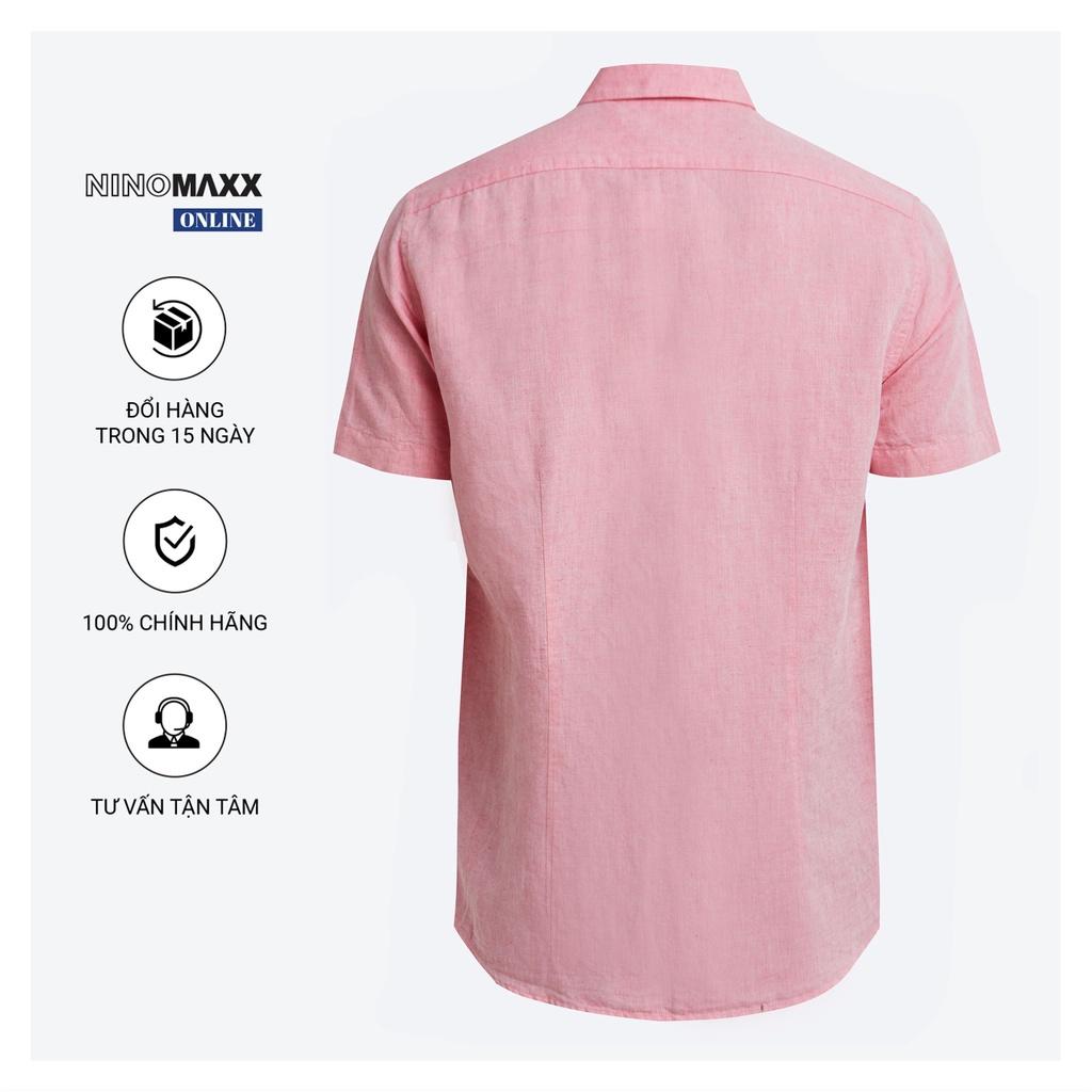 NINOMAXX Áo Sơ Mi Nam ngắn tay dáng regular fit cotton pha lanh 1902036