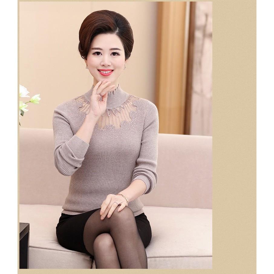 áo len cao cấp cho mẹ- len cổ cao