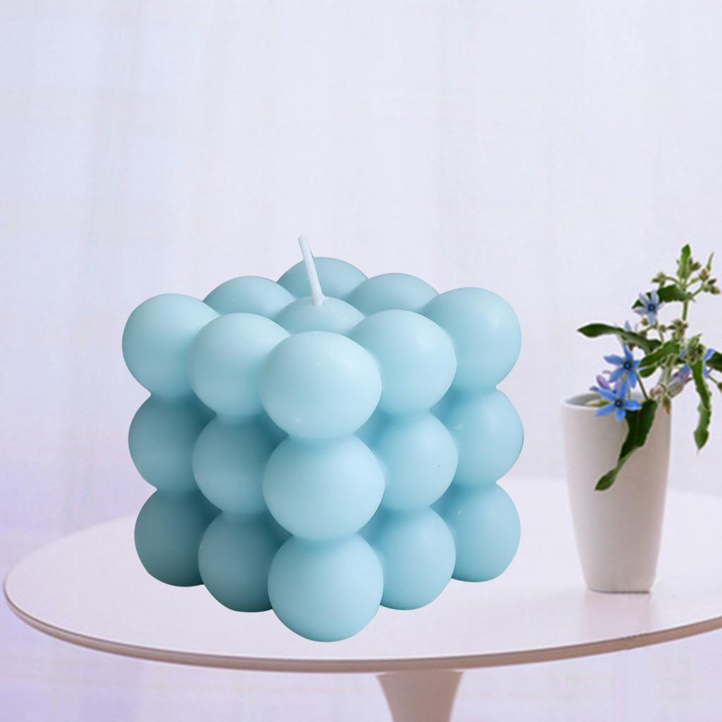 2x INS Small Soy Wax Cube Candle Bedroom Decoration Pink + Blue Dessert Candle