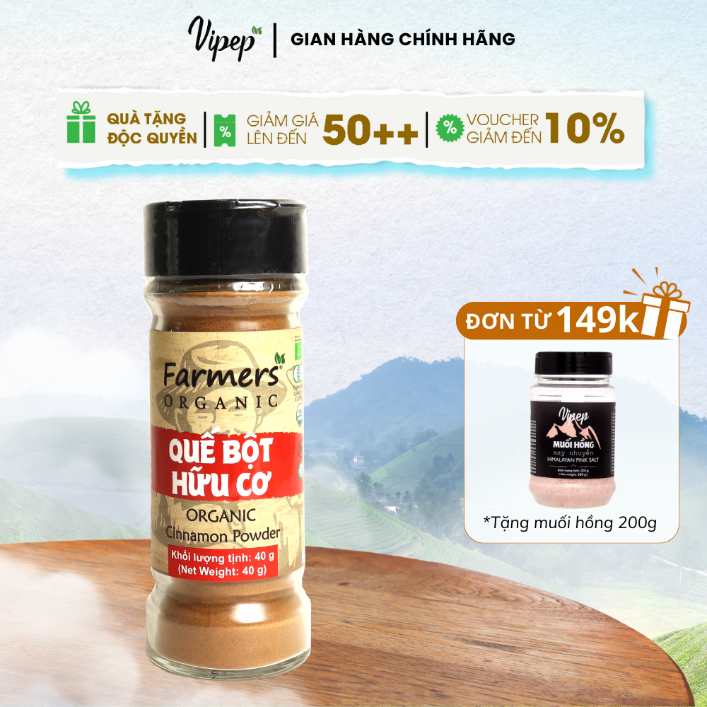 Quế Bột Farmers' Organic Vipep Hũ Thủy Tinh 40g