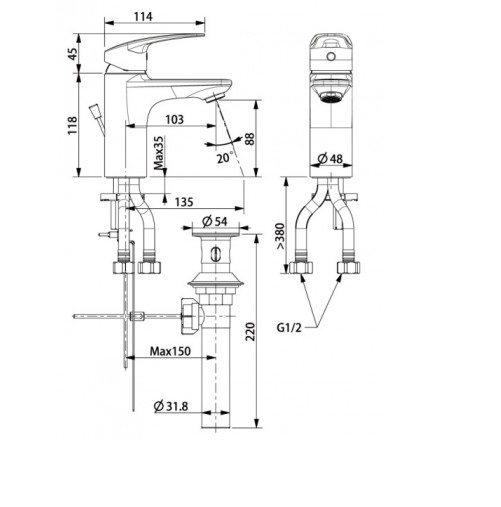 Vòi lavabo nóng lạnh WF-0901 (FFAS0901) Milano-hàng chính hãng American Standard