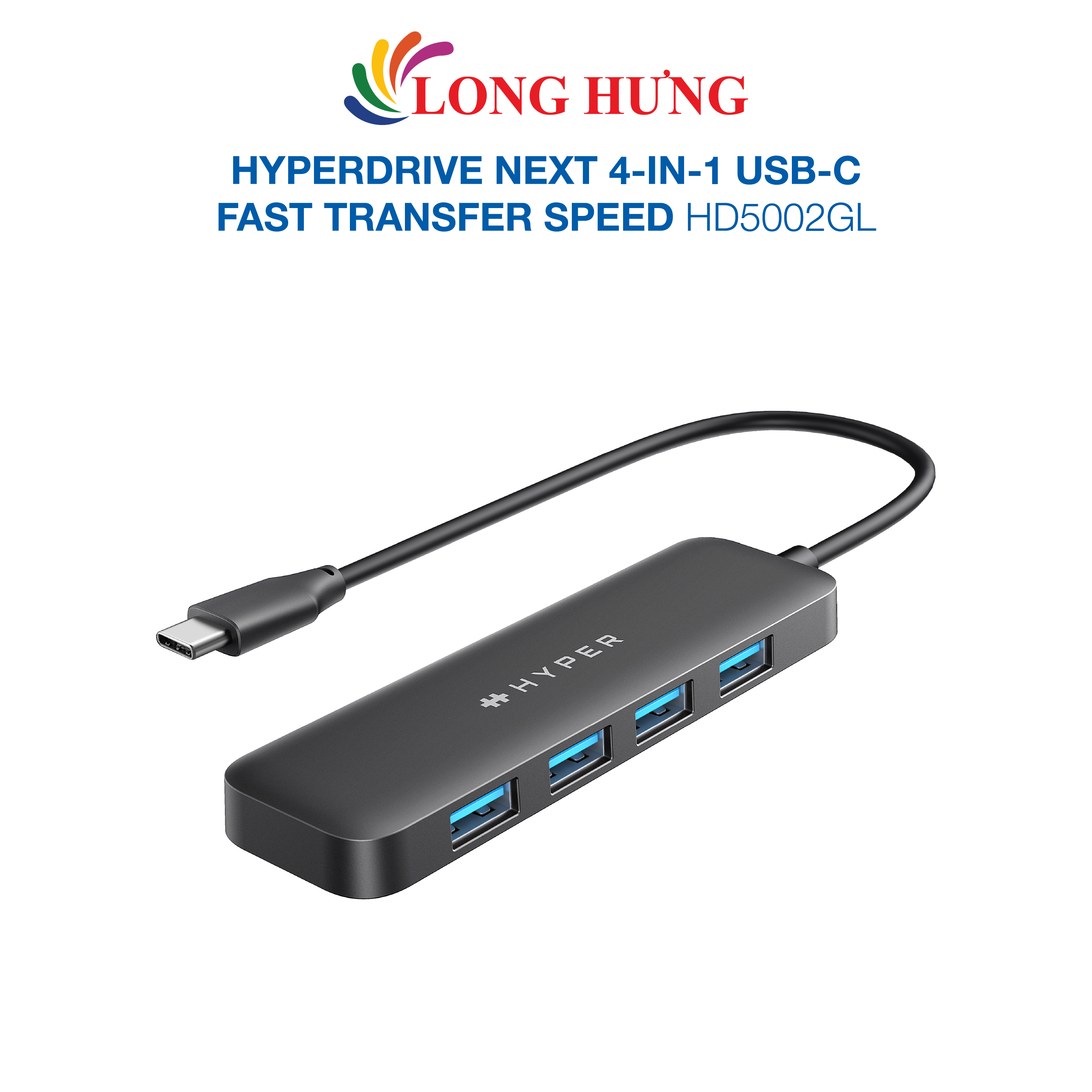 Cổng chuyển đổi HyperDrive Next 4-in-1 USB-C Fast Transfer Speed HD5002GL - Hàng chính hãng