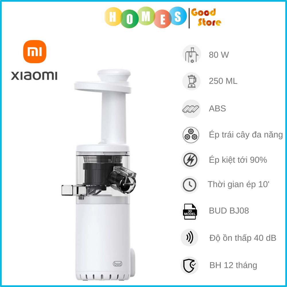 Máy Ép Chậm Xiaomi BUD BJ08 Ép Kiệt 95% Lượng Nước Dung Tích 0.25 Lít Công Suất Ép 80 W - Hàng Nhập Khẩu