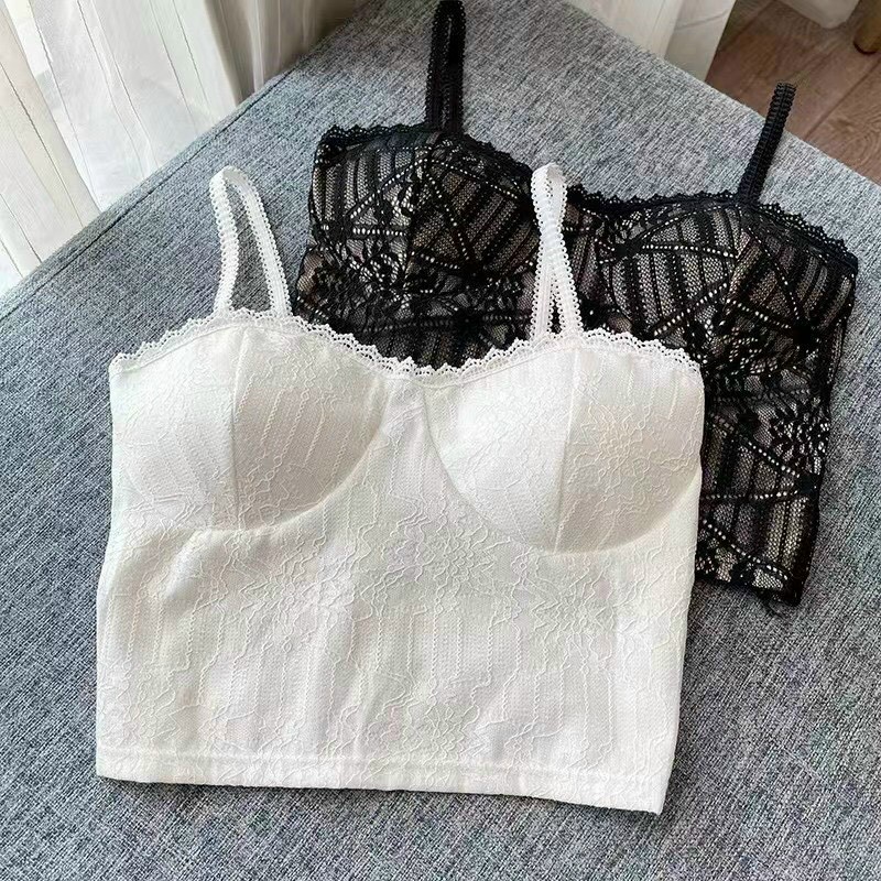 Áo Bra Nữ Thiết Kế Ren Mềm Gợi Cảm Có Chun Lưng Màu Đen - Dưới 65kg