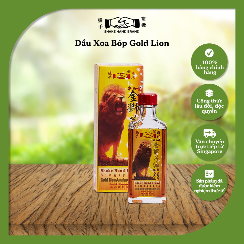 Dầu xoa bóp Singapore Gold Lion Shake Hand hỗ trợ cấp tốc tình trạng đau thắt lưng, đau thần kinh tọa, chuột rút & bong gân