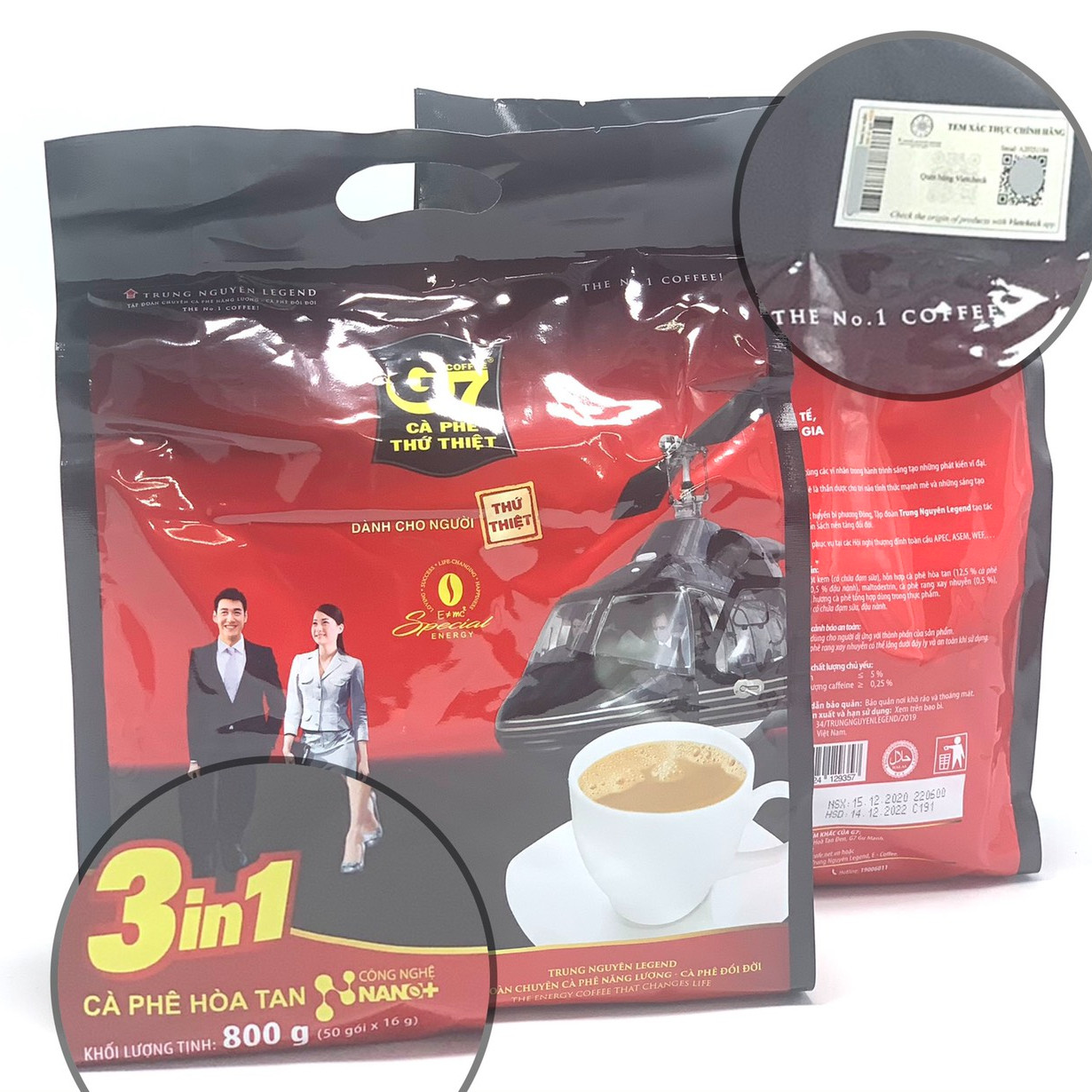 Cà phê hòa tan G7 Sữa Trung Nguyên Bịch 50 gói