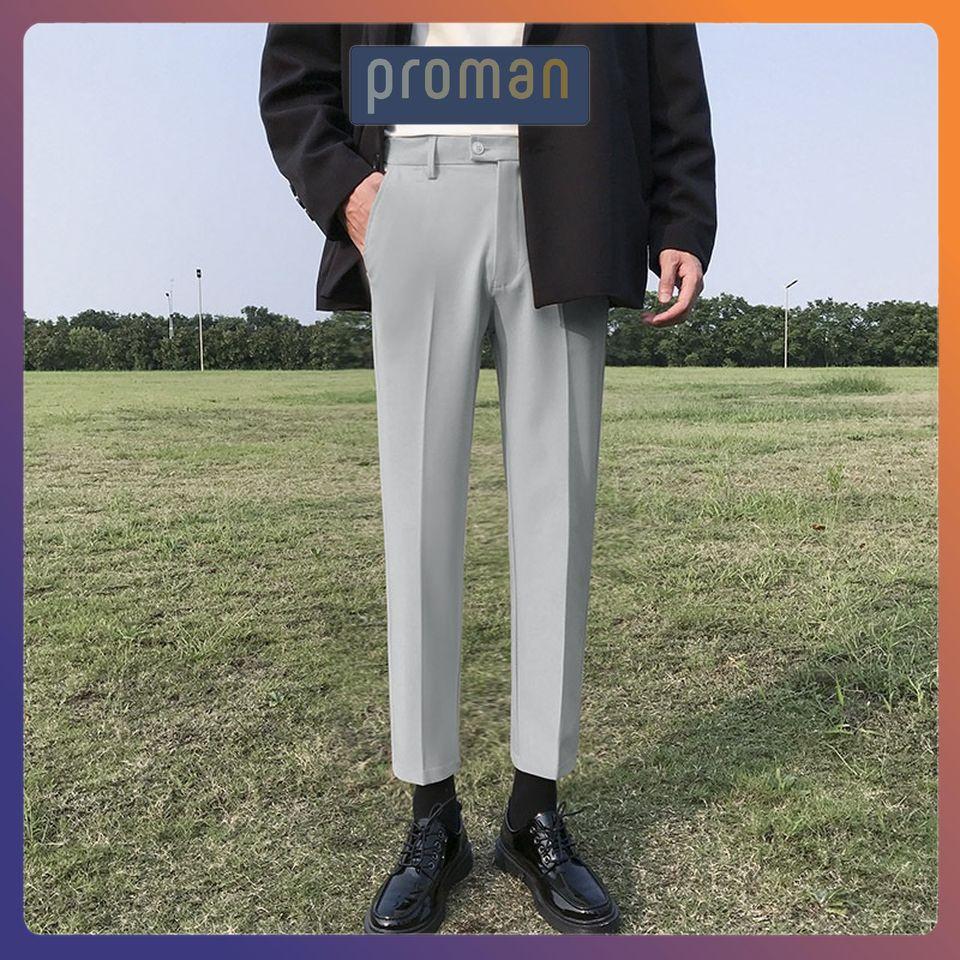 Quần baggy nam ống rộng, quần ống suông nam dáng Baggy vải lụa hàn co giãn, không nhăn không xù AU01 PROMAN